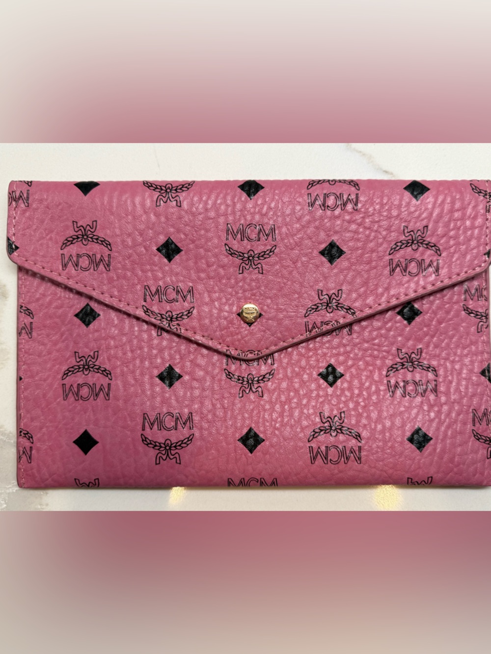 MCM Pink Visetos Envelope Clutch/Pouch - Picture 3 of 16